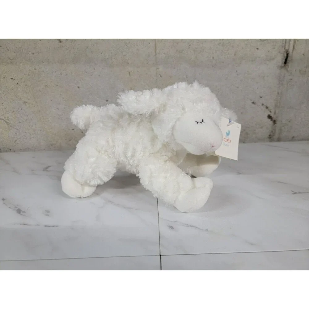 Baby Gund WINKY Lamb Sheep White Stuffed Plush Animal Toy Rattle #58133 8” Lovey